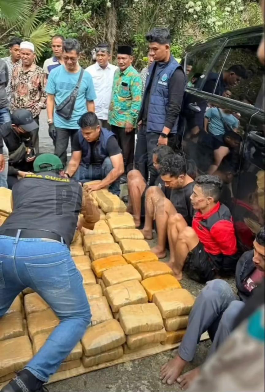 BNN Propinsi Sumatera Barat Berhasil Menyita Sebanyak 500 kilogram ganja kering dari sebuah minibus Amankan Empat Tersangka  